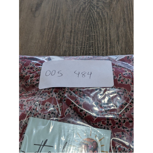 BA@SH Dress Womens Medium Red Floral Print 3/4 Rouched Sleeve V Neck Sheath - Picture 11 of 11